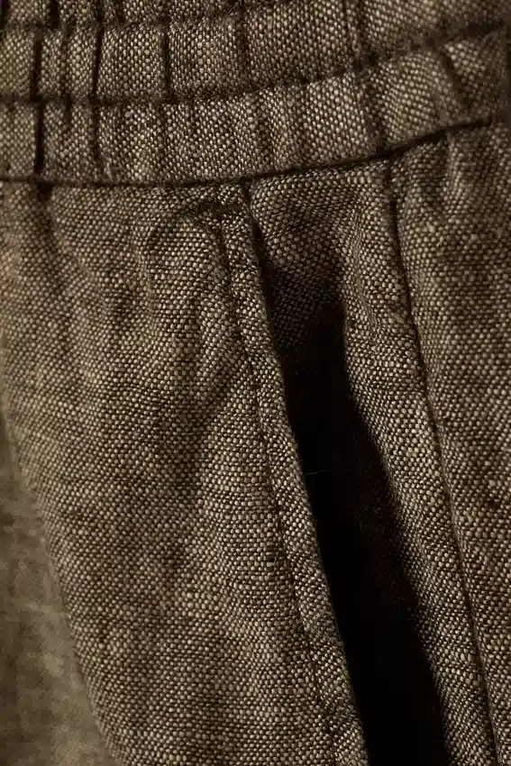 Relaxed Linen Drawstring Shorts – Dark Brown Melange Relaxed Linen Drawstring Shorts – Dark Brown Melange