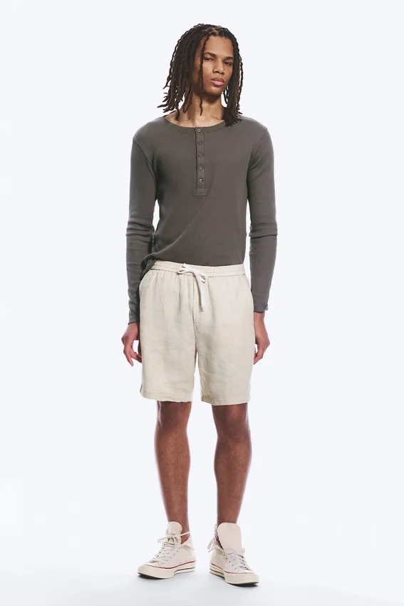 Relaxed Linen Drawstring Shorts – Ecru Relaxed Linen Drawstring Shorts – Ecru