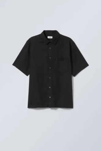 Relaxed Linen Short Sleeve – Black
