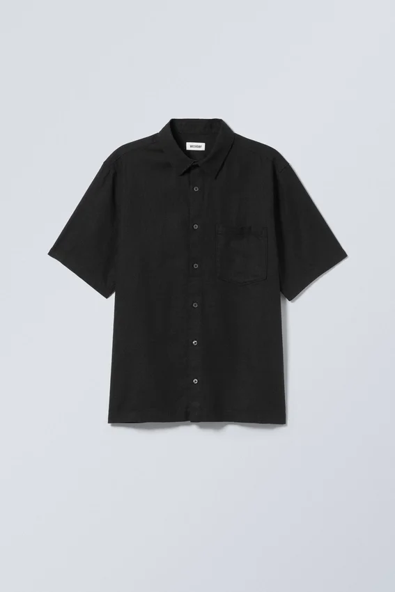 Relaxed Linen Short Sleeve – Black Relaxed Linen Short Sleeve – Black