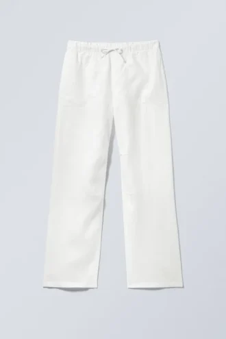 Relaxed Linen Trousers – Dusty White