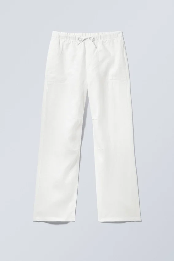 Relaxed Linen Trousers – Dusty White Relaxed Linen Trousers – Dusty White