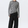Relaxed Long-Sleeved Cotton T-Shirt – Black & White Stripes Relaxed Long-Sleeved Cotton T-Shirt – Black & White Stripes