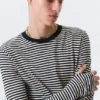 Relaxed Long-Sleeved Cotton T-Shirt – Black & White Stripes Relaxed Long-Sleeved Cotton T-Shirt – Black & White Stripes