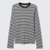 Relaxed Long-Sleeved Cotton T-Shirt – Black & White Stripes Relaxed Long-Sleeved Cotton T-Shirt – Black & White Stripes