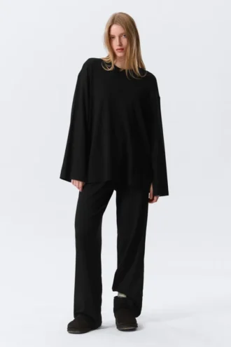Relaxed Long-Sleeved Jersey Top – Black Relaxed Long-Sleeved Jersey Top – Black
