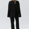 Relaxed Long-Sleeved Jersey Top – Black