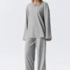 Relaxed Long-Sleeved Jersey Top – Grey Melange