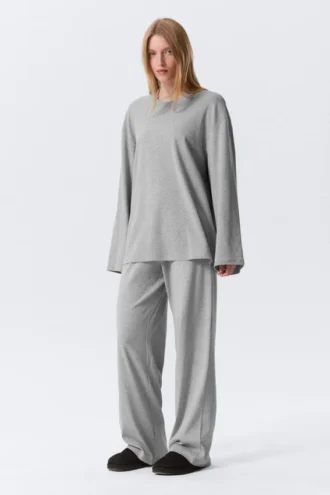 Relaxed Long-Sleeved Jersey Top – Grey Melange Relaxed Long-Sleeved Jersey Top – Grey Melange