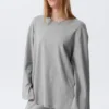 Relaxed Long-Sleeved Jersey Top – Grey Melange