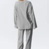 Relaxed Long-Sleeved Jersey Top – Grey Melange