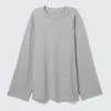 Relaxed Long-Sleeved Jersey Top – Grey Melange
