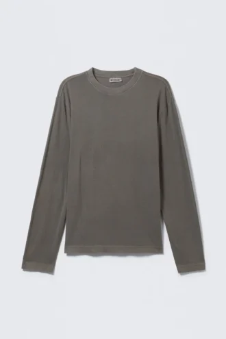 Relaxed Long-Sleeved Pyjama T-Shirt – Dark Mole