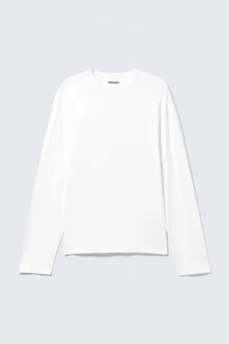 Relaxed Long-Sleeved Pyjama T-Shirt – White