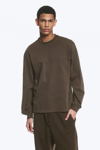Relaxed Long-Sleeved T-Shirt – Dark Brown