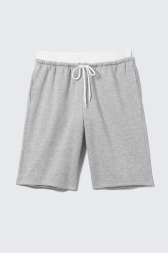 Relaxed Low Rise Terry Bermuda Shorts – Grey Melange