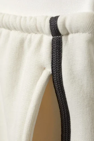 Relaxed Low Rise Terry Bermuda Shorts – White – Black Stripe