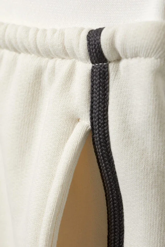 Relaxed Low Rise Terry Bermuda Shorts – White – Black Stripe Relaxed Low Rise Terry Bermuda Shorts – White – Black Stripe