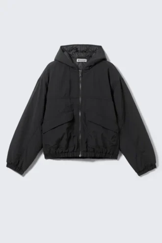 Relaxed Nylon Bomber Jacker – Black Relaxed Nylon Bomber Jacker – Black