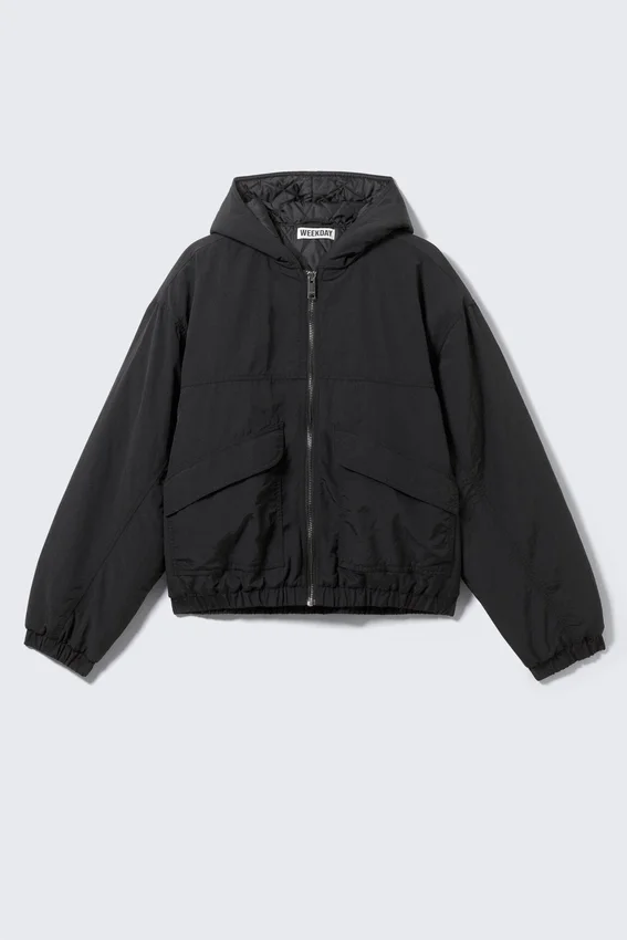 Relaxed Nylon Bomber Jacker – Black Relaxed Nylon Bomber Jacker – Black