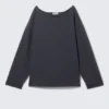 Relaxed Off-Shoulder Terry Pyjama Top – Dark Blue Relaxed Off-Shoulder Terry Pyjama Top – Dark Blue