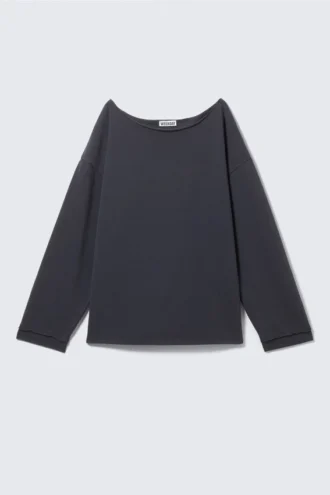 Relaxed Off-Shoulder Terry Pyjama Top – Dark Blue Relaxed Off-Shoulder Terry Pyjama Top – Dark Blue