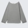 Relaxed Off-Shoulder Terry Pyjama Top – Grey Melange Relaxed Off-Shoulder Terry Pyjama Top – Grey Melange