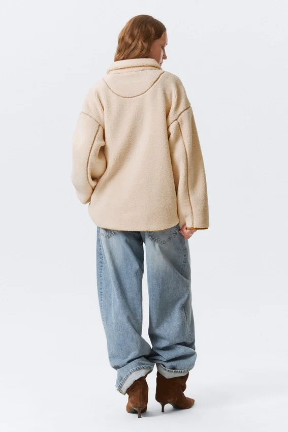 Relaxed Pile Fleece Jacket – Light Dusty Beige Relaxed Pile Fleece Jacket – Light Dusty Beige