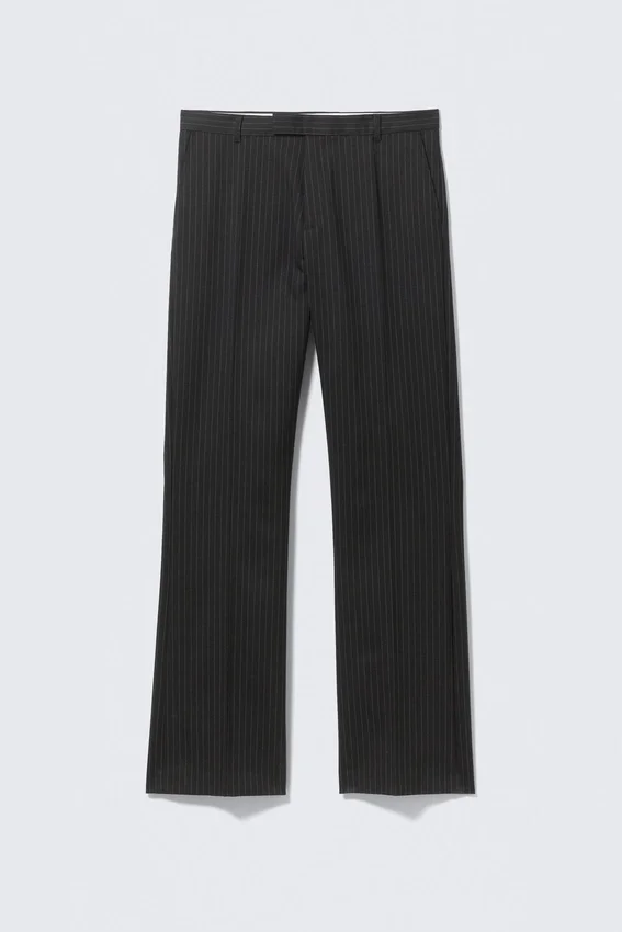 Relaxed Pinstriped Suiting Trousers – Black Pinstripe Relaxed Pinstriped Suiting Trousers – Black Pinstripe