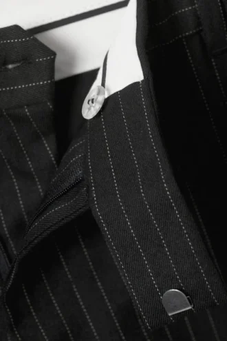 Relaxed Pinstriped Suiting Trousers – Black Pinstripe