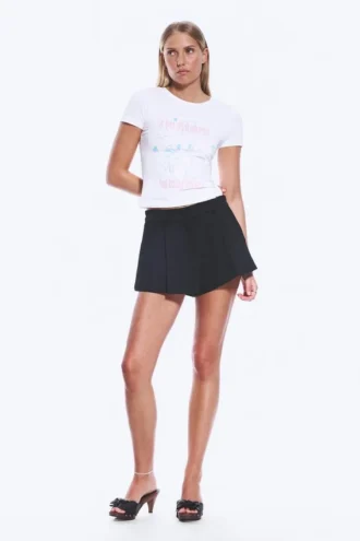 Relaxed Pleated Mini Suiting Shorts – Black
