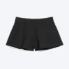 Relaxed Pleated Mini Suiting Shorts – Black Relaxed Pleated Mini Suiting Shorts – Black