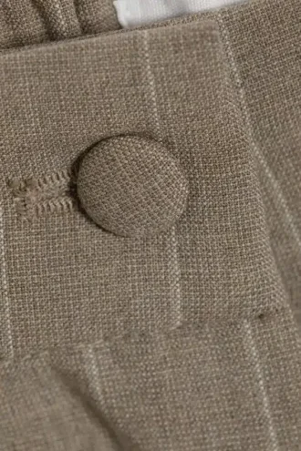 Relaxed Pleated Mini Suiting Shorts – Pinstriped Beige