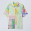 Relaxed Resort Short Sleeve Shirt – Printed Flower Painting