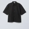 Relaxed Short Sleeve Cotton Shirt – Black Relaxed Short Sleeve Cotton Shirt – Black