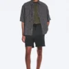 Relaxed Short-Sleeved Linen-Blend Shirt – Dark Grey Stripe Relaxed Short-Sleeved Linen-Blend Shirt – Dark Grey Stripe