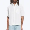 Relaxed Short-Sleeved Linen-Blend Shirt – Dusty White Relaxed Short-Sleeved Linen-Blend Shirt – Dusty White