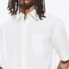 Relaxed Short-Sleeved Linen-Blend Shirt – Dusty White Relaxed Short-Sleeved Linen-Blend Shirt – Dusty White