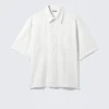 Relaxed Short-Sleeved Linen-Blend Shirt – Dusty White Relaxed Short-Sleeved Linen-Blend Shirt – Dusty White