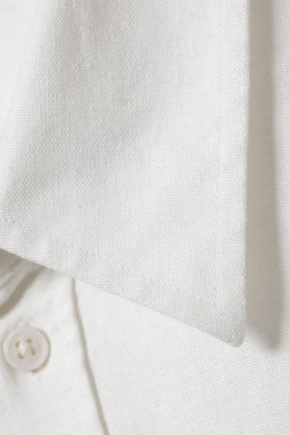 Relaxed Short-Sleeved Linen-Blend Shirt – Dusty White Relaxed Short-Sleeved Linen-Blend Shirt – Dusty White
