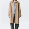 Relaxed Single-Breasted Car Coat – Beige Relaxed Single-Breasted Car Coat – Beige