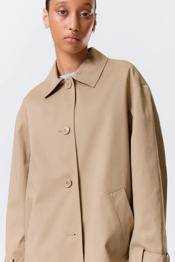 Relaxed Single-Breasted Car Coat – Beige Relaxed Single-Breasted Car Coat – Beige