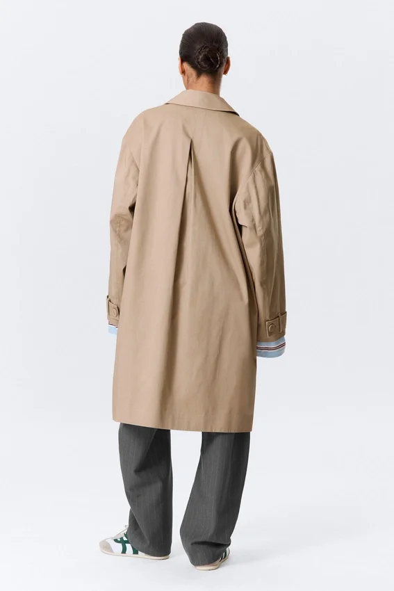 Relaxed Single-Breasted Car Coat – Beige Relaxed Single-Breasted Car Coat – Beige
