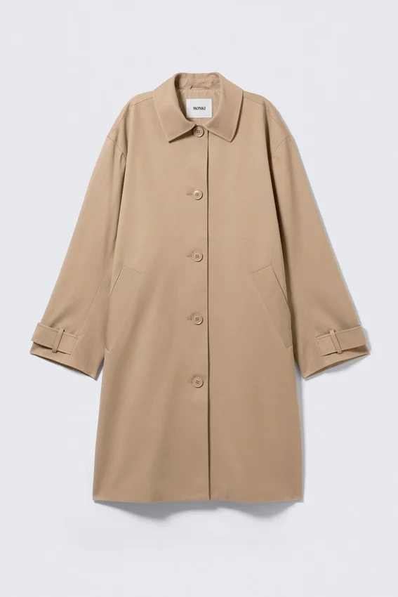 Relaxed Single-Breasted Car Coat – Beige Relaxed Single-Breasted Car Coat – Beige