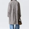 Relaxed Single-Breasted Car Coat – Checked Grey Relaxed Single-Breasted Car Coat – Checked Grey