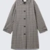 Relaxed Single-Breasted Car Coat – Checked Grey Relaxed Single-Breasted Car Coat – Checked Grey