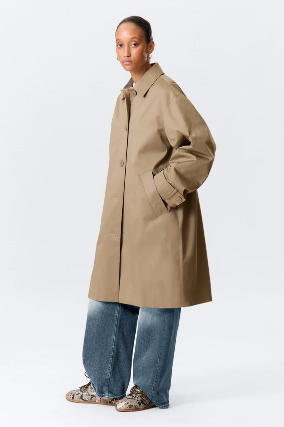 Relaxed Single-Breasted Car Coat – Dusty Mole Relaxed Single-Breasted Car Coat – Dusty Mole