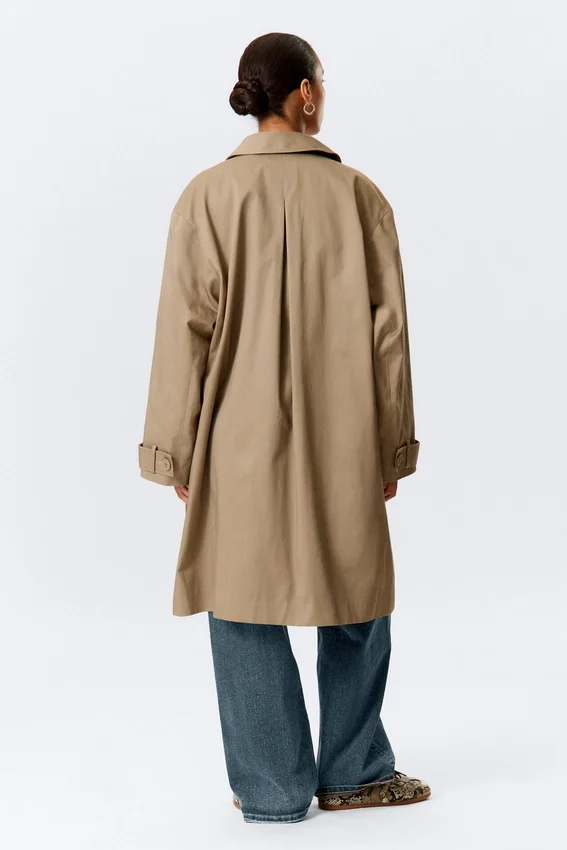 Relaxed Single-Breasted Car Coat – Dusty Mole Relaxed Single-Breasted Car Coat – Dusty Mole