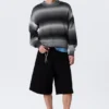 Relaxed Space-Dyed Knitted Cotton Sweater – Black Space Dye Relaxed Space-Dyed Knitted Cotton Sweater – Black Space Dye