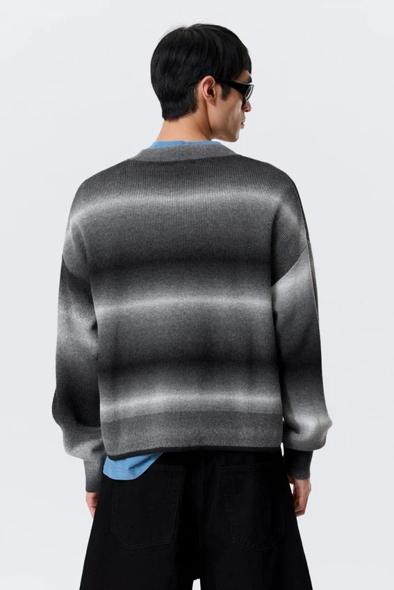 Relaxed Space-Dyed Knitted Cotton Sweater – Black Space Dye Relaxed Space-Dyed Knitted Cotton Sweater – Black Space Dye